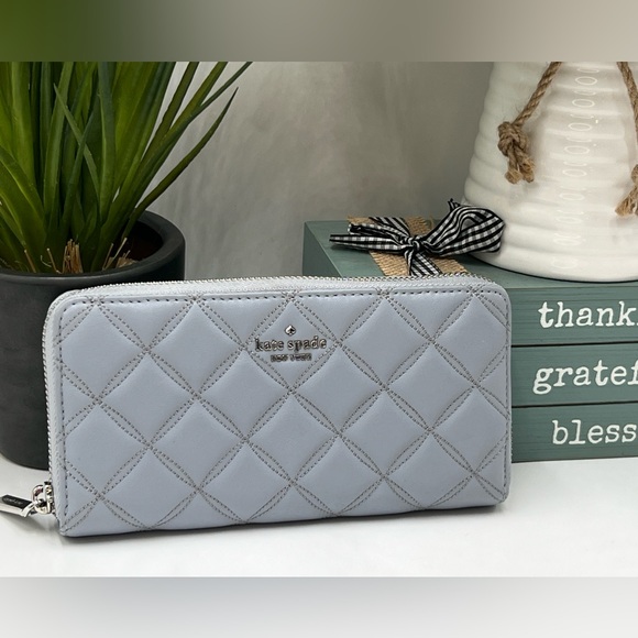 kate spade Handbags - Kate Spade Natalia Large Continental Wallet in quilted leather in Brushed Steel